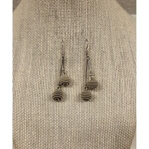 Large Retro Sterling Silver Dangling Ball Earrings 925